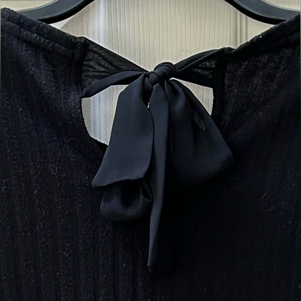 LC Lauren Conrad Black Knit Long Sleeve Tie Neck Back Sweater Size XS - Picture 5 of 10